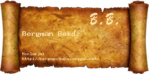 Bergman Bekő névjegykártya